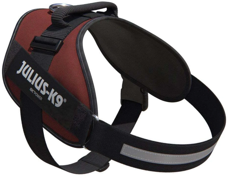 Julius-K9 IDC Powerharness Bordo-Ruda – Premium reguliuojama šunų pavadėlė, bordo, 3 dydis