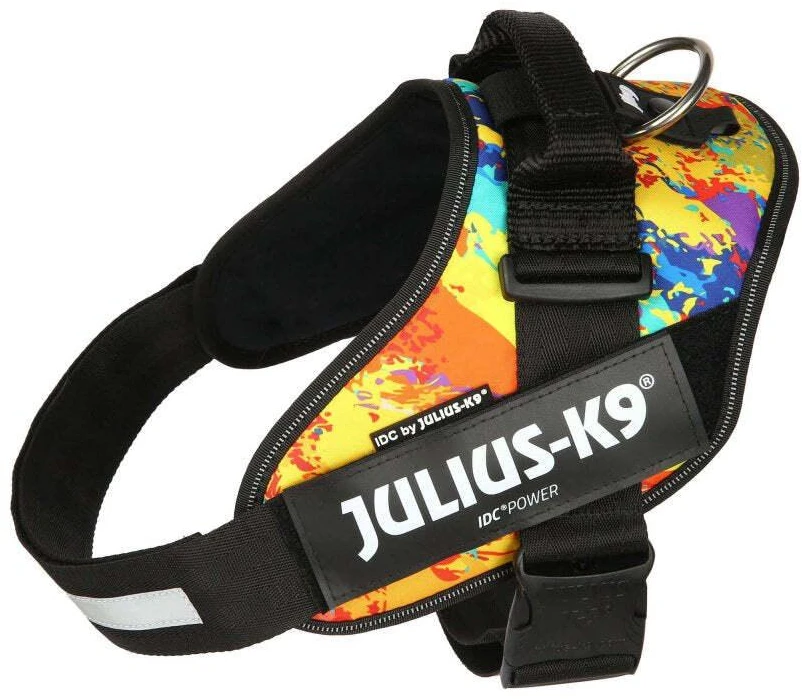 Julius-K9 IDC Powerharness Crazy – Kokybiška reguliuojama petnešėlė, ryškus rašto dizainas