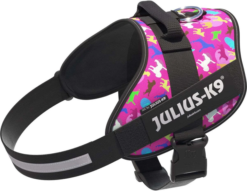 Julius-K9 IDC Powerharness Dogz – Atspindintis šunų pavadėlis su spalvingu raštu, 0 dydis