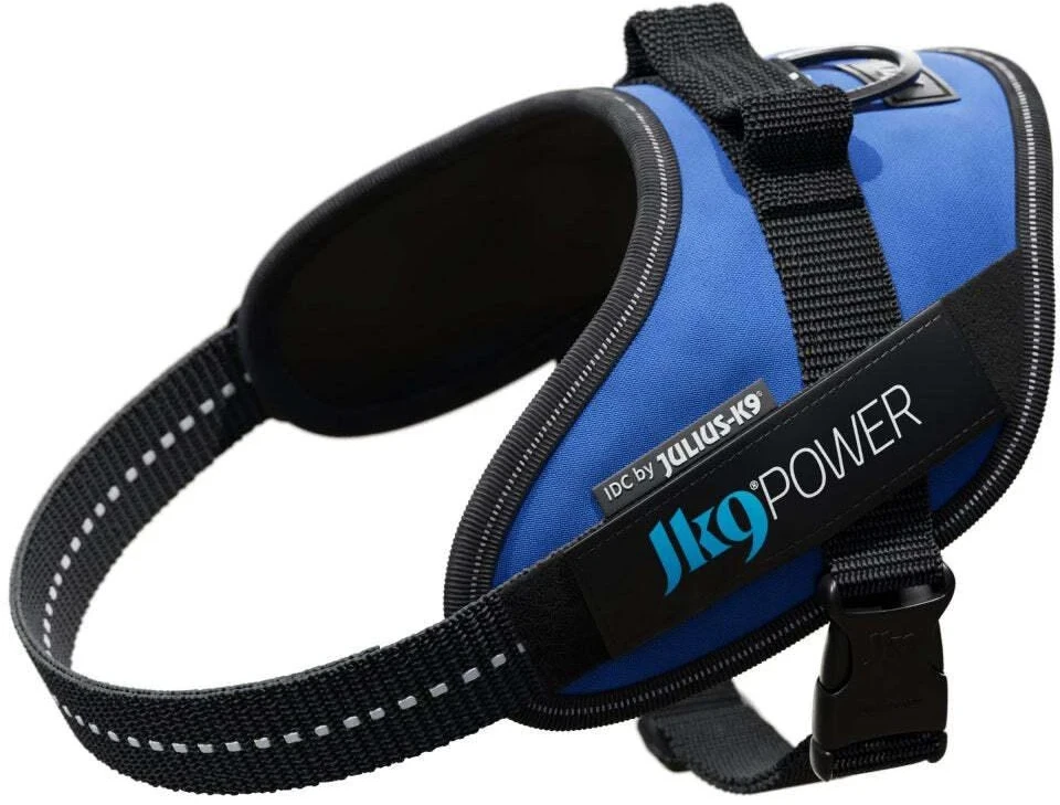 Julius-K9 IDC Powerharness Mėlynas – Aukščiausios kokybės reguliuojamas diržas, patvari konstrukcija, 4 dydis