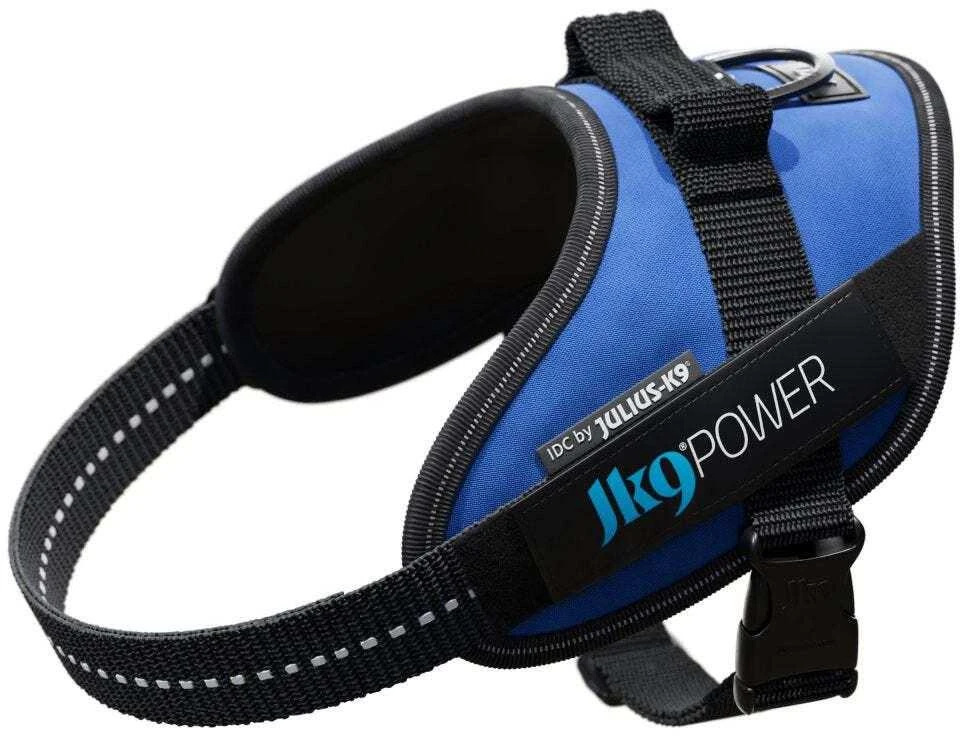 Julius-K9 IDC Powerharness Mėlynas – Aukščiausios kokybės reguliuojamas diržas, patvari konstrukcija, 4 dydis
