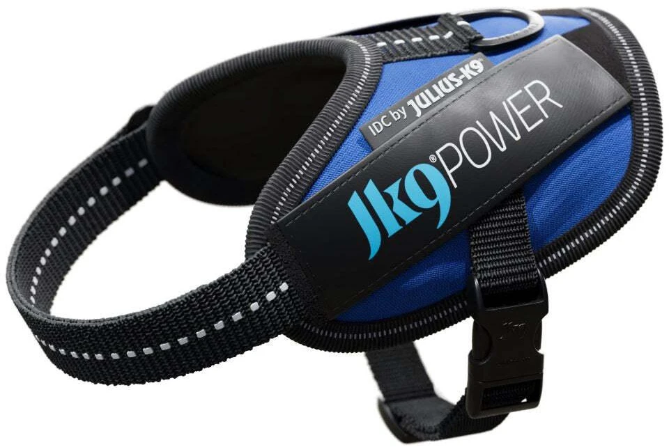 Julius-K9 IDC Powerharness Mėlynas – Aukščiausios kokybės reguliuojamas diržas, patvari konstrukcija, 4 dydis
