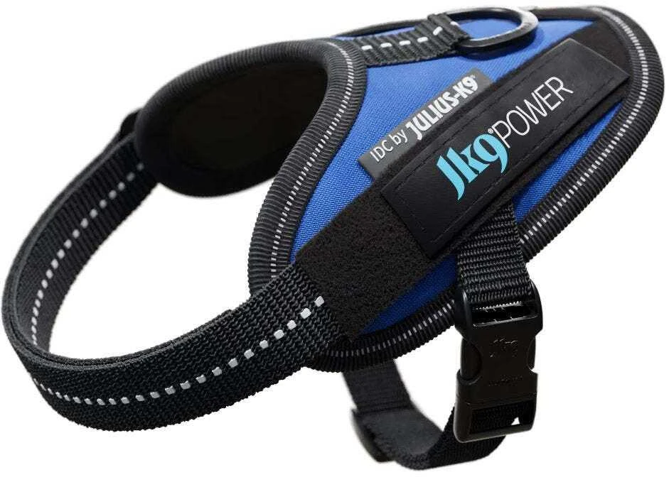 Julius-K9 IDC Powerharness Mėlynas – Aukščiausios kokybės reguliuojamas diržas, patvari konstrukcija, 4 dydis