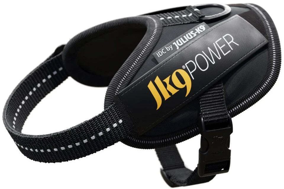 Julius-K9 IDC Powerharness pilkas – Premium reguliuojama petnešėlė, Mini-Mini dydis, ilgaamžė konstrukcija
