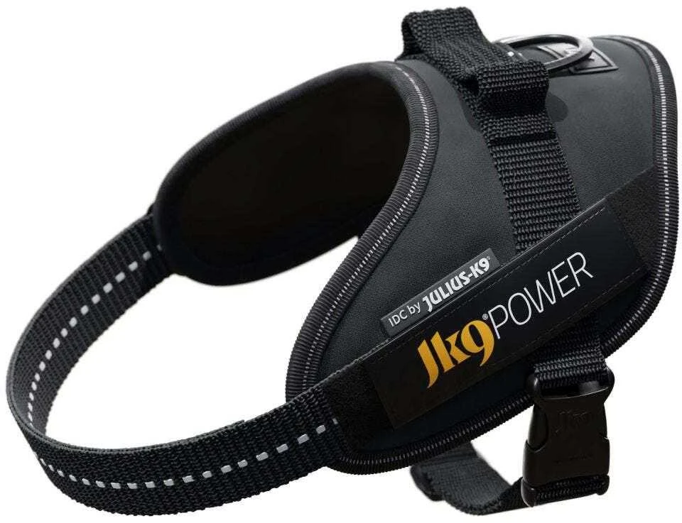 Julius-K9 IDC Powerharness pilkas – Premium reguliuojama petnešėlė, Mini-Mini dydis, ilgaamžė konstrukcija