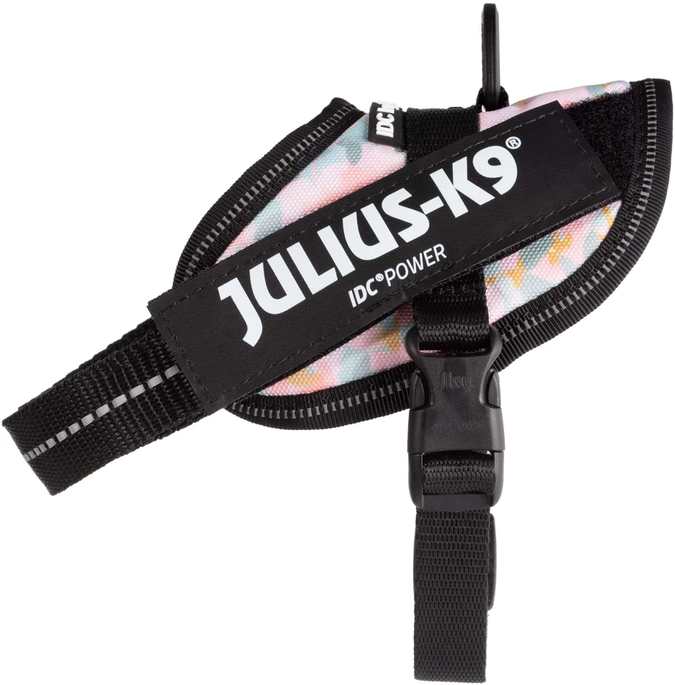 Julius-K9 IDC Powerharness Pretty – Atspindintis gėlių raštų pakinktas su saugiu prigludimu