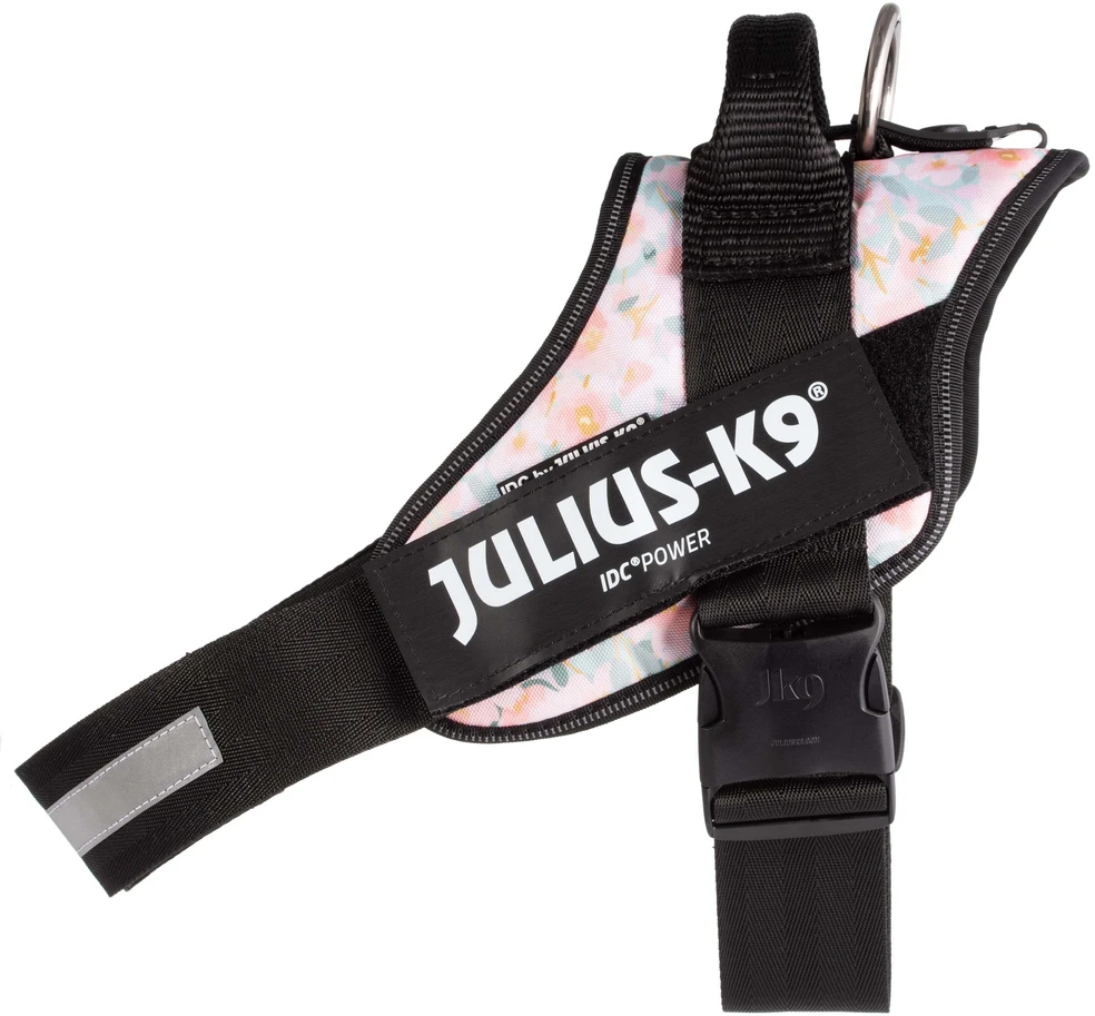 Julius-K9 IDC Powerharness Pretty – Atspindintis gėlių raštų pakinktas su saugiu prigludimu