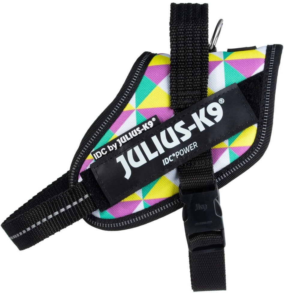Julius-K9 IDC Powerharness Retro – Atspindinti šunų pavadėlio su spalvingu trikampio dizainu, 0 dydis