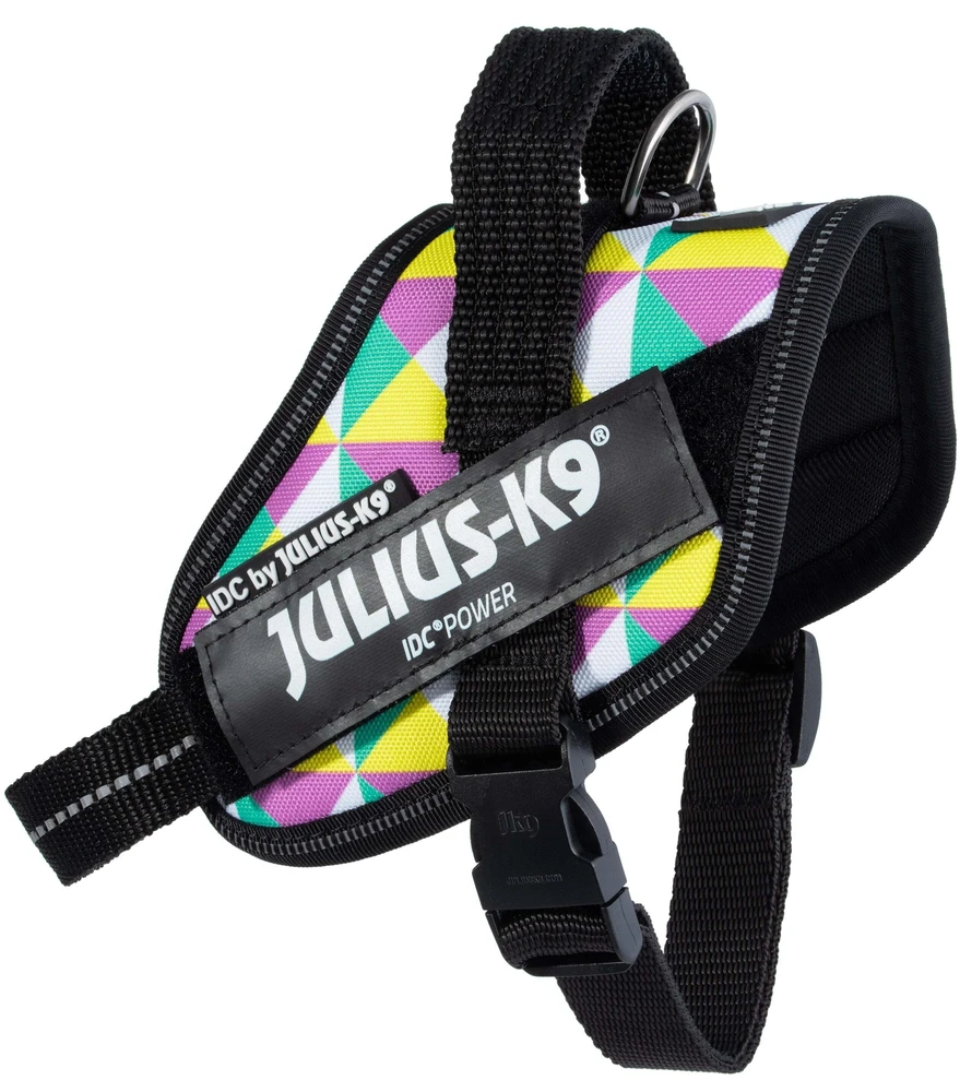 Julius-K9 IDC Powerharness Retro – Atspindinti šunų pavadėlio su spalvingu trikampio dizainu, 0 dydis