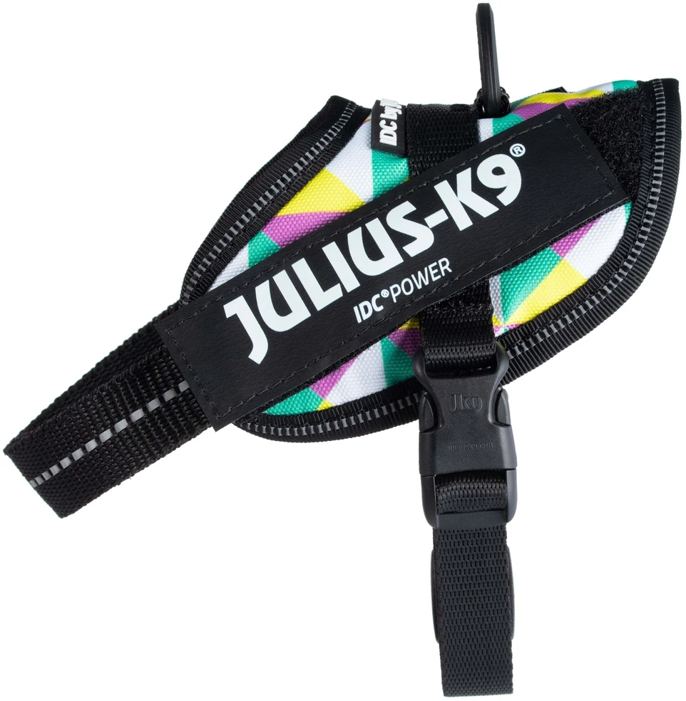 Julius-K9 IDC Powerharness Retro – Atspindinti šunų pavadėlio su spalvingu trikampio dizainu, 0 dydis