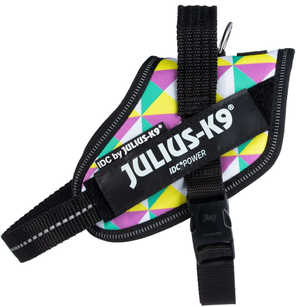 Julius-K9 IDC Powerharness Retro – Atspindinti šunų pavadėlio su spalvingu trikampio dizainu, 0 dydis