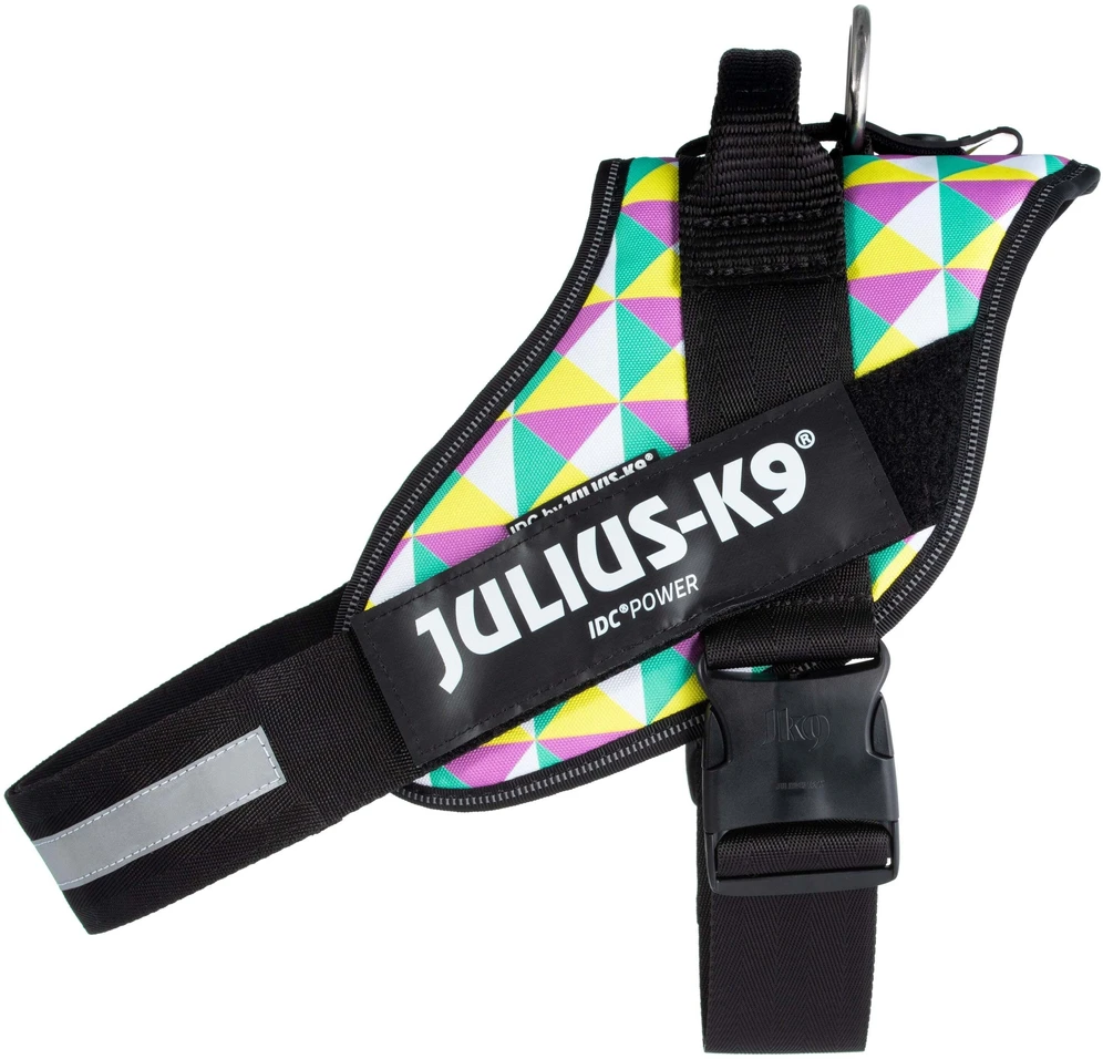 Julius-K9 IDC Powerharness Retro – Atspindinti šunų pavadėlio su spalvingu trikampio dizainu, 0 dydis