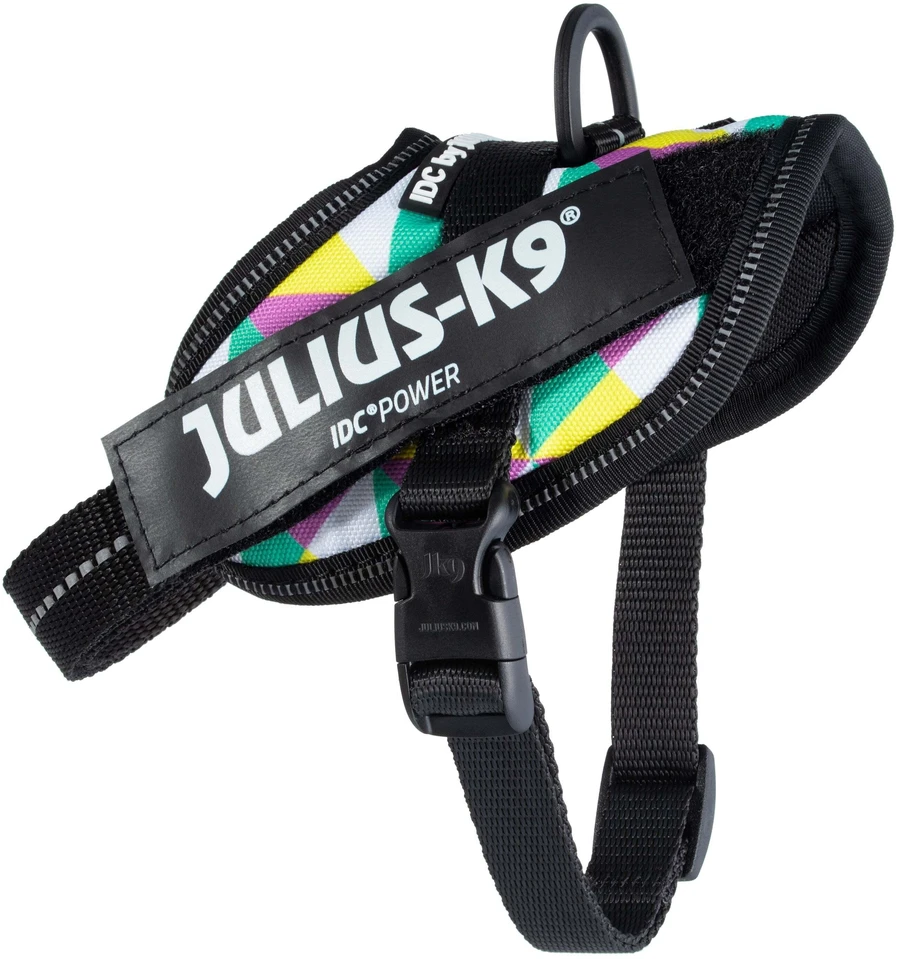 Julius-K9 IDC Powerharness Retro – Atspindinti šunų pavadėlio su spalvingu trikampio dizainu, 0 dydis