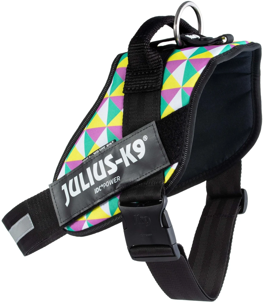 Julius-K9 IDC Powerharness Retro – Atspindinti šunų pavadėlio su spalvingu trikampio dizainu, 0 dydis