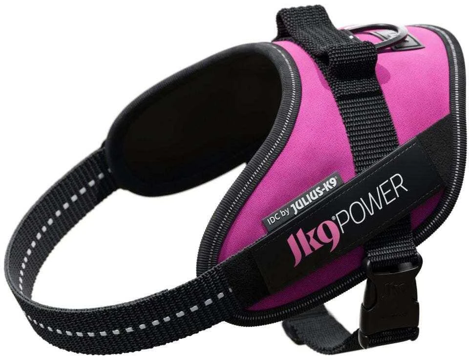 Julius-K9 IDC Powerharness Tamsvai rožinė – Aukščiausios kokybės reguliuojamas pavadėlis, Baby 2 dydis, patvarus dizainas