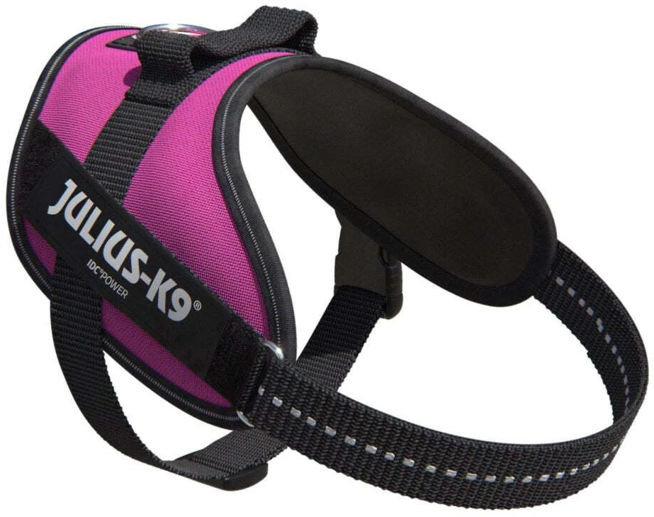 Julius-K9 IDC Powerharness Tamsvai rožinė – Aukščiausios kokybės reguliuojamas pavadėlis, Baby 2 dydis, patvarus dizainas