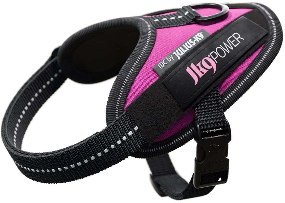 Julius-K9 IDC Powerharness Tamsvai rožinė – Aukščiausios kokybės reguliuojamas pavadėlis, Baby 2 dydis, patvarus dizainas