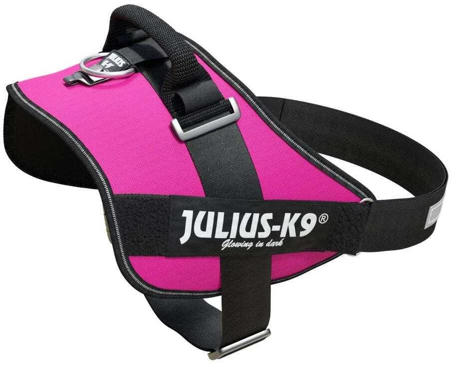 Julius-K9 IDC Powerharness Tamsvai rožinė – Aukščiausios kokybės reguliuojamas pavadėlis, Baby 2 dydis, patvarus dizainas