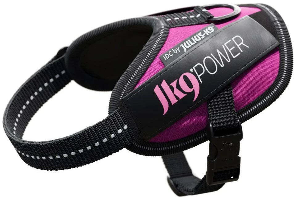 Julius-K9 IDC Powerharness Tamsvai rožinė – Aukščiausios kokybės reguliuojamas pavadėlis, Baby 2 dydis, patvarus dizainas