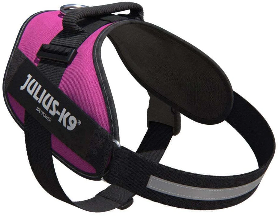 Julius-K9 IDC Powerharness Tamsvai rožinė – Aukščiausios kokybės reguliuojamas pavadėlis, Baby 2 dydis, patvarus dizainas