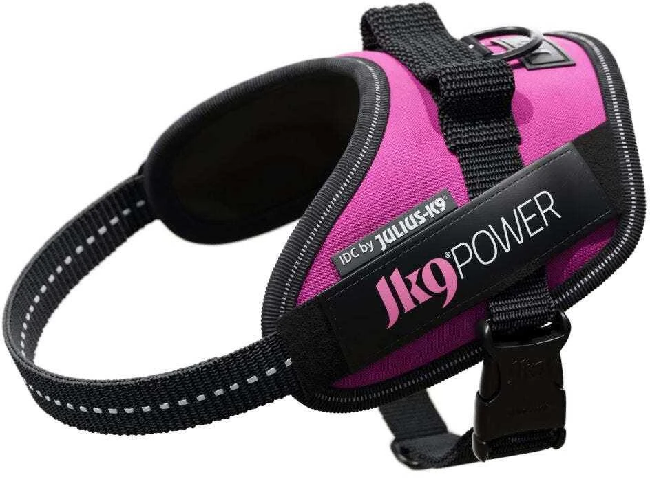 Julius-K9 IDC Powerharness Tamsvai rožinė – Aukščiausios kokybės reguliuojamas pavadėlis, Baby 2 dydis, patvarus dizainas