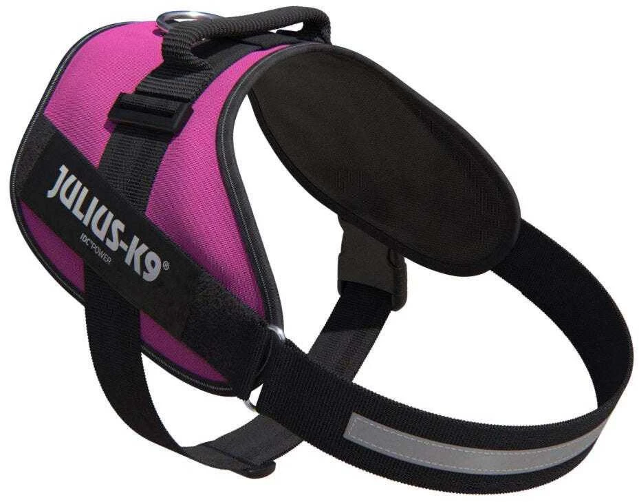 Julius-K9 IDC Powerharness Tamsvai rožinė – Aukščiausios kokybės reguliuojamas pavadėlis, Baby 2 dydis, patvarus dizainas