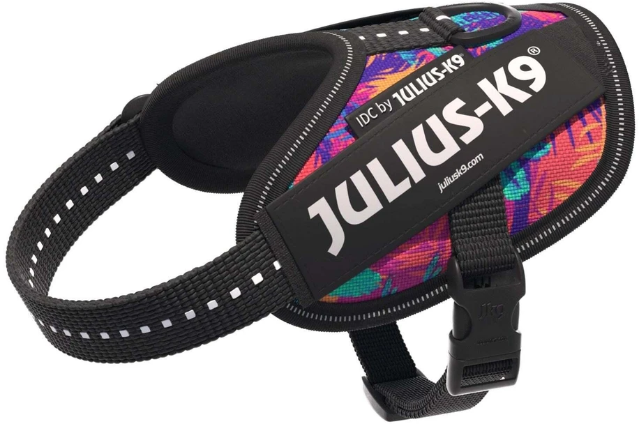 Julius-K9 IDC Powerharness Vibe – Atspindinti šunų pavadėlio diržas, Palm Tree raštas, Mini dydis