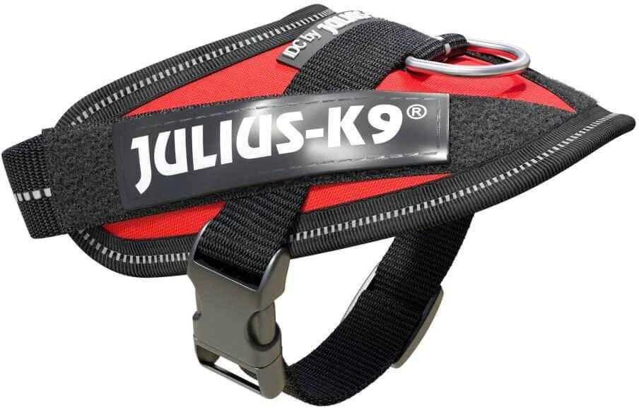 Julius-K9 IDC Raudona pakinktai – Premium reguliuojami šunų pakinktai, 3 dydis, patvarus dizainas