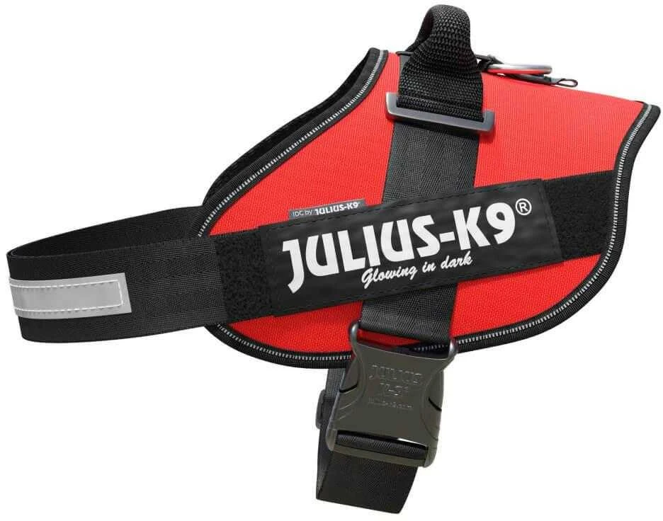 Julius-K9 IDC Raudona pakinktai – Premium reguliuojami šunų pakinktai, 3 dydis, patvarus dizainas