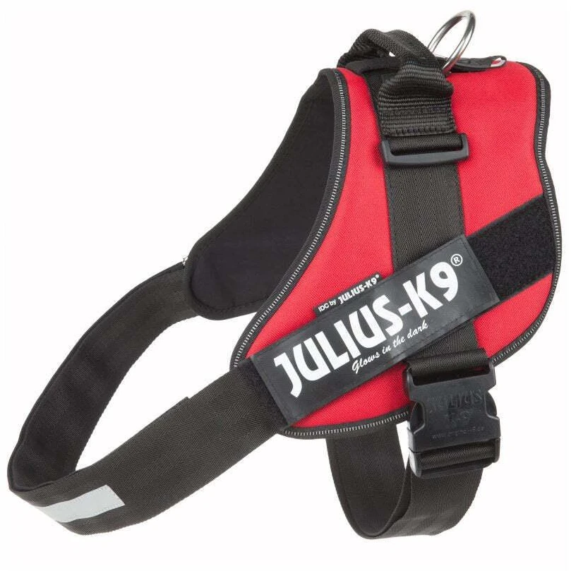 Julius-K9 IDC Raudona pakinktai – Premium reguliuojami šunų pakinktai, 3 dydis, patvarus dizainas