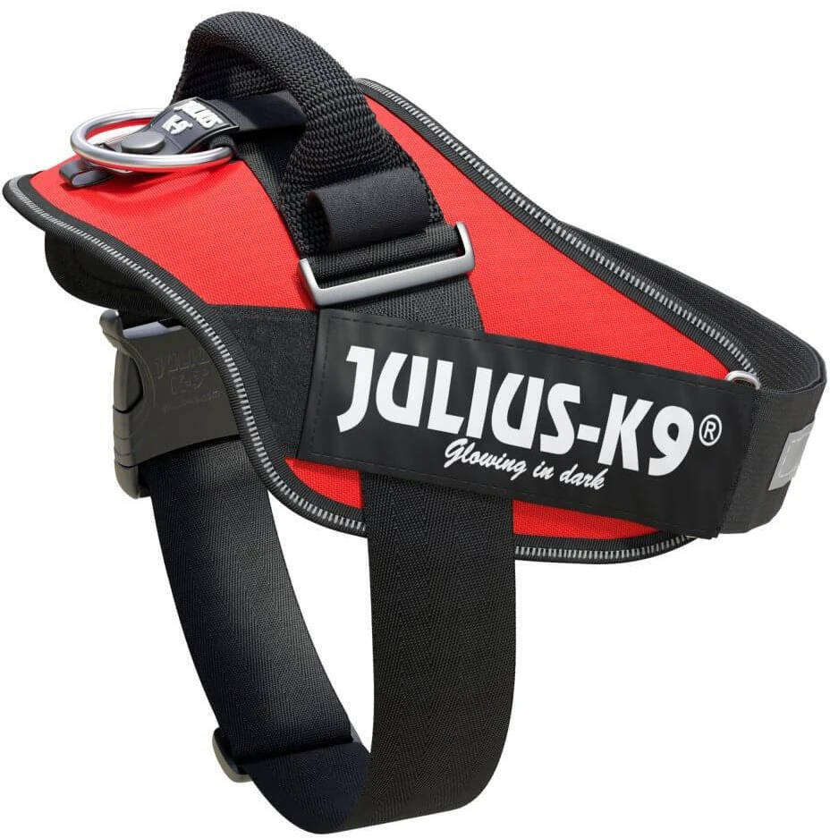 Julius-K9 IDC Raudona pakinktai – Premium reguliuojami šunų pakinktai, 3 dydis, patvarus dizainas