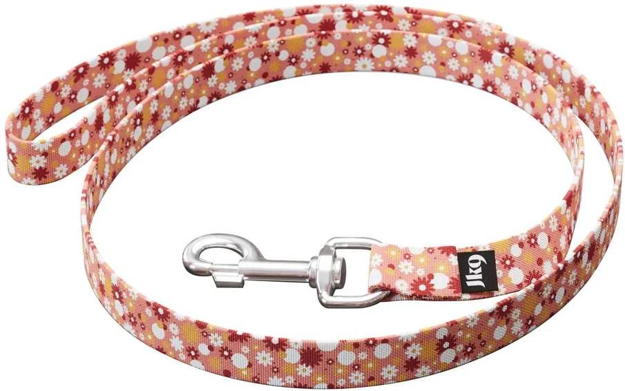 Julius-K9 MoreColor Basic Pavadėlis – Rožiniai gėlių raštas, 120cm, Patvaraus ir stilingo dizaino
