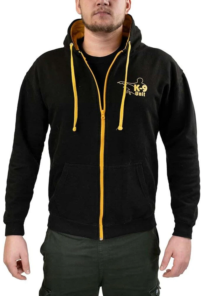 Julius-K9 pilno užtrauktuko Hoodie juoda/auksinė – patogus medvilnės mišinys, mažas dydis, stilingi trenerio drabužiai