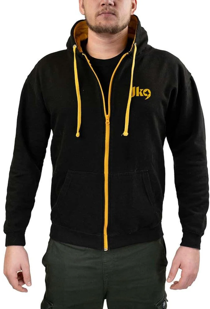 Julius-K9 pilno užtrauktuko Hoodie juoda ir auksinė – Patogus trenerio švarkelis, didelis dydis