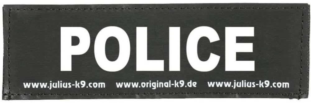 Julius K9 Policijos pleistrų rinkinys – didelis Velcro tvirtinimas, 2 vnt., pritaikytas pavadėliams