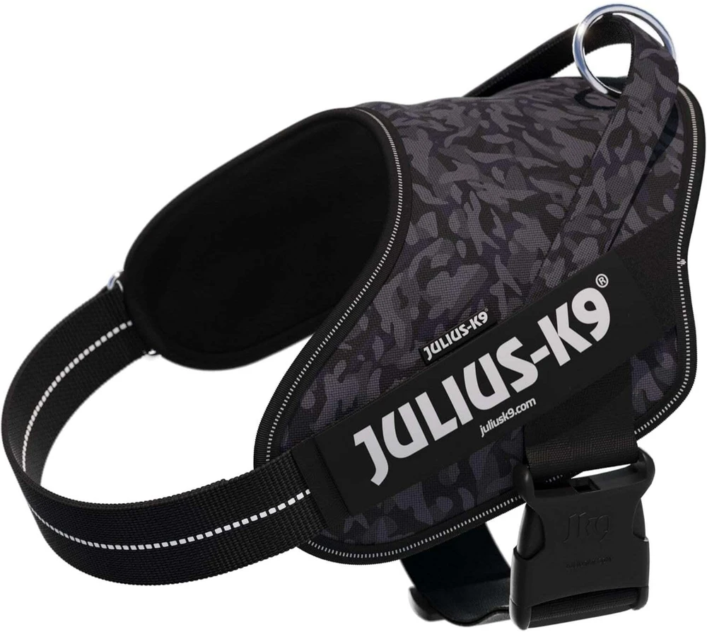 Julius-K9 Power & More diržas Naktinio kamufliažo raštas – Adaptive pavadėlio žiedas, juodas kamufliažas, XXL dydis