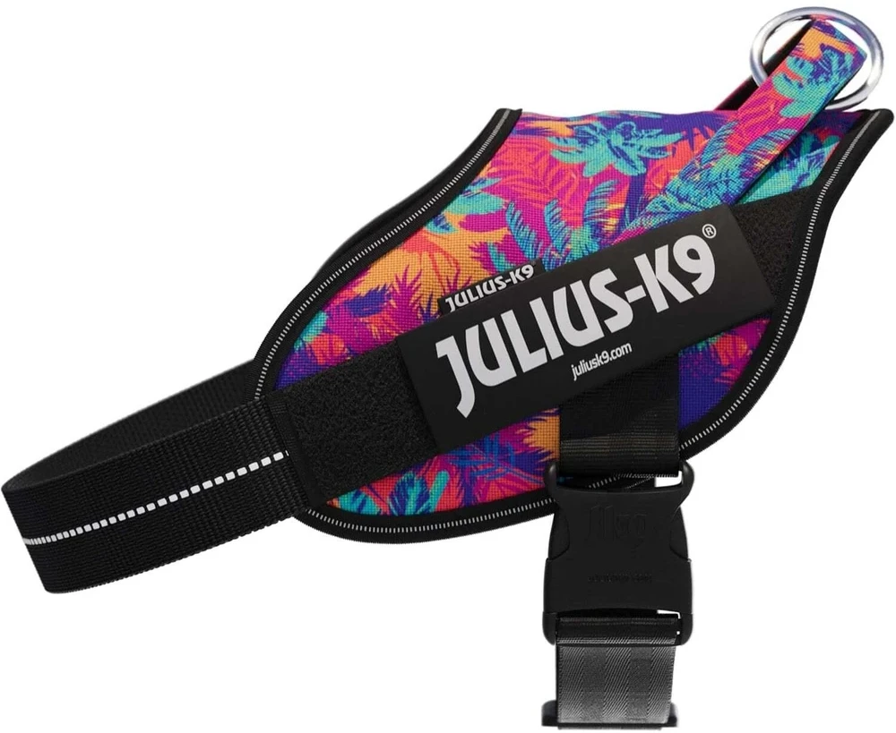 Julius-K9 Power & More Vibe Diržas – Adaptiškas pavadėlio žiedas, Palmių raštas, XS dydis