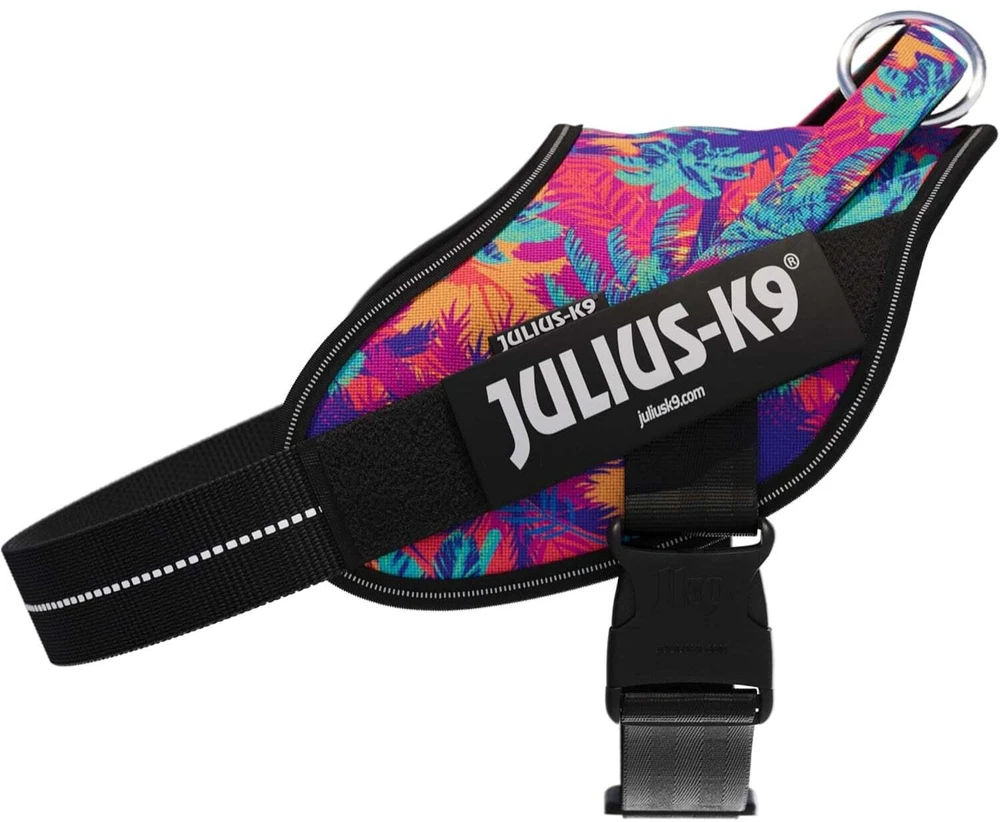 Julius-K9 Power & More Vibe Diržas – Adaptiškas pavadėlio žiedas, Palmių raštas, XS dydis