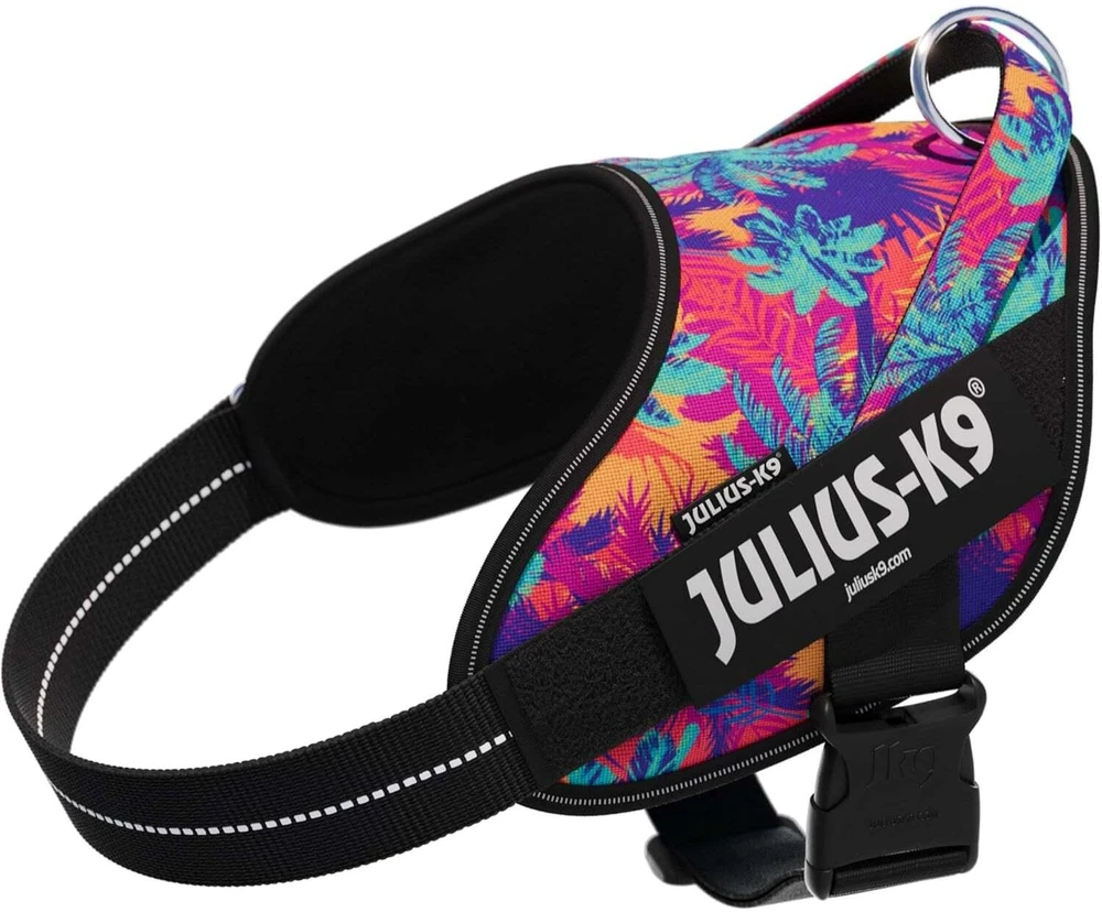 Julius-K9 Power & More Vibe Diržas – Adaptiškas pavadėlio žiedas, Palmių raštas, XS dydis