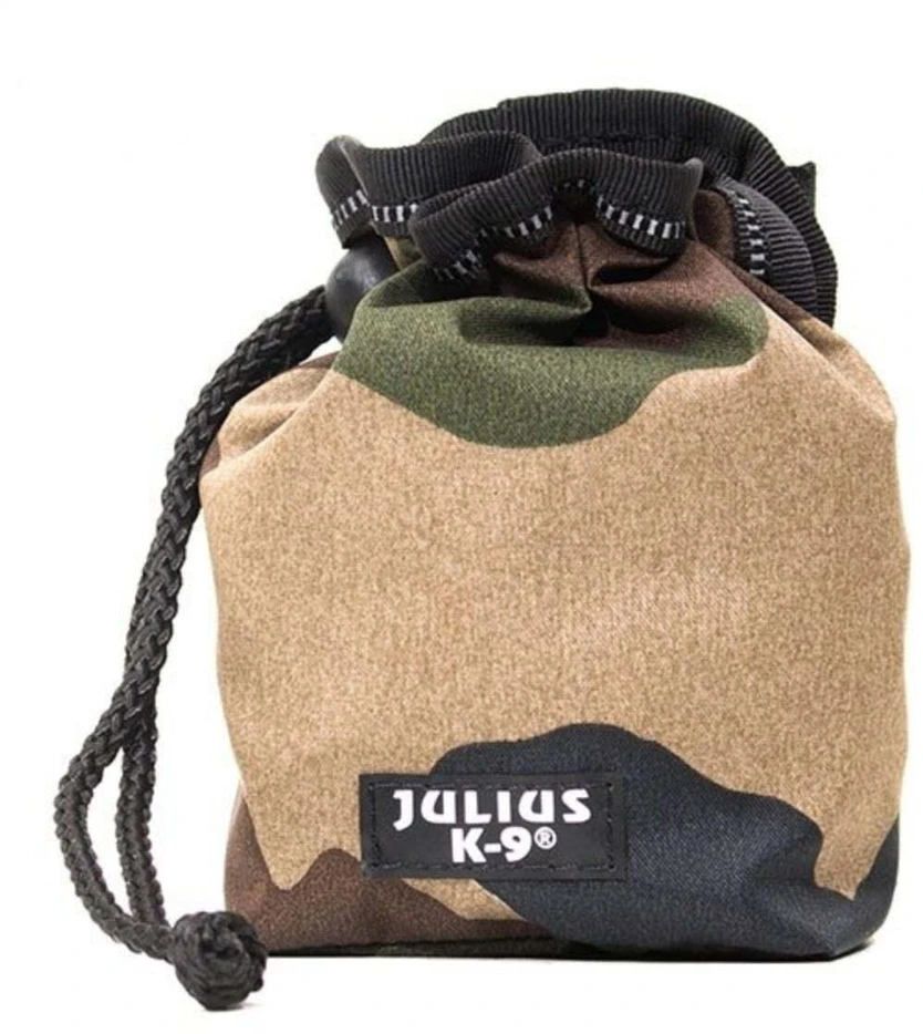 Julius-K9 Skanėlių maišelis – Juodas nešiojamas treniruočių dėklas su saugiu užsegimu ir spaustuku