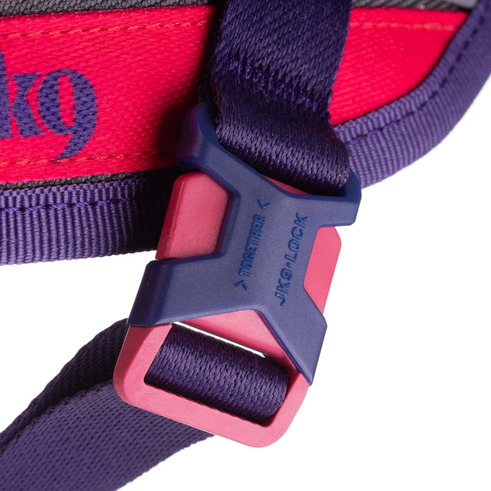 Julius-K9 Street petnešėlės Tamsiai Violetinė & Neoninė Avietinė – Didelės, Reguliuojamos, Atspindinčio Urbanistinio Dizaino.