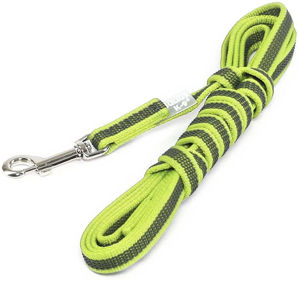 Julius K9 Supergrip Color &amp; Gray Treniravimo pavadėlis – Neono geltonumo, 300cm x 20mm, Ergonomiška rankena