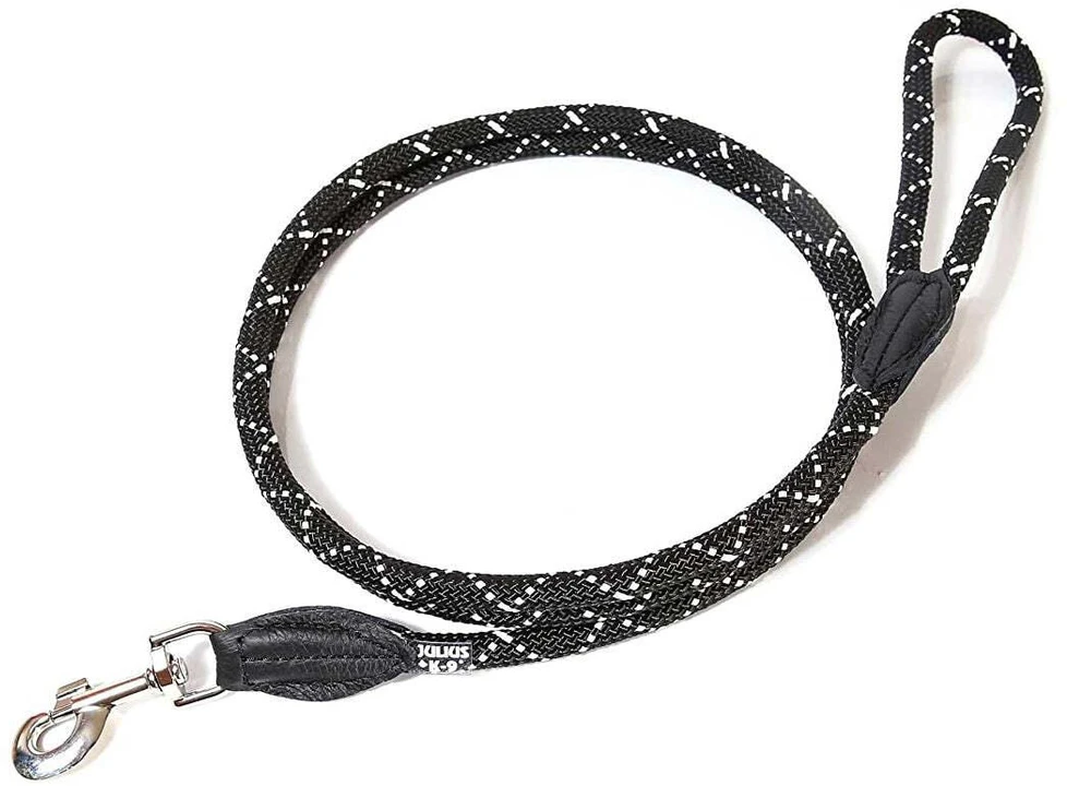 Julius-K9 Virvių pavadėlis – 200cm ilgio, tvirtas pavadėlis su odos apdaila, 12mm storio