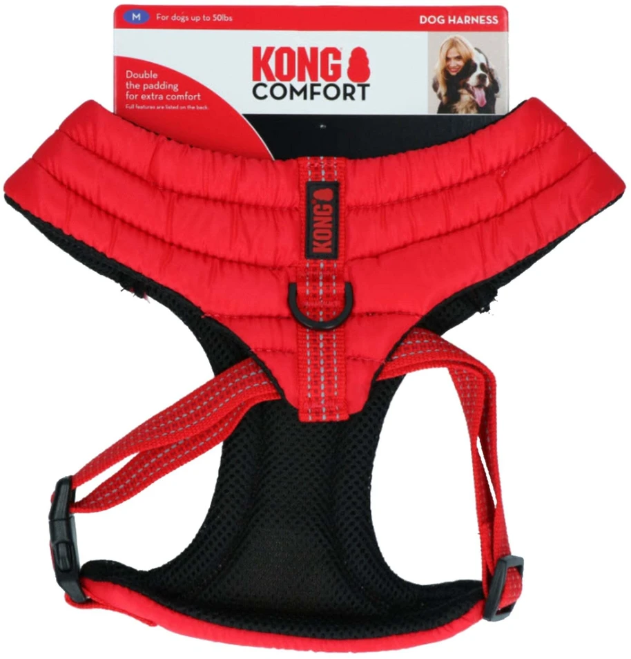 KONG Comfort Diržas – Lengvas kvėpuojantis raudonas diržas, didelis dydis, ergonomiškas dizainas