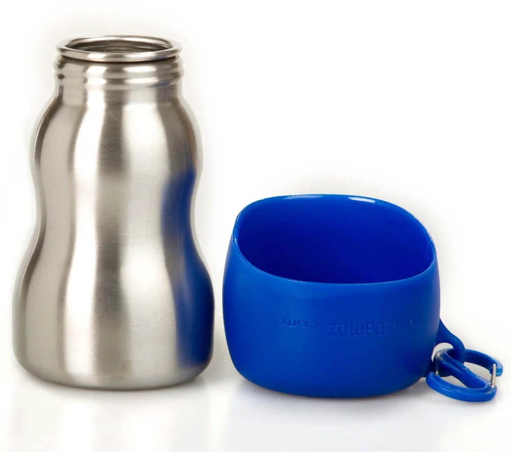 KONG H2O geriamojo vandens buteliukas 280ml – Kompaktiškas nerūdijančio plieno buteliukas su integruotu dubenėliu, juodas