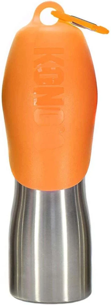 KONG H2O geriamojo vandens buteliukas 740ml – nerūdijančio plieno buteliukas su nuimama dubenėliu, juodas