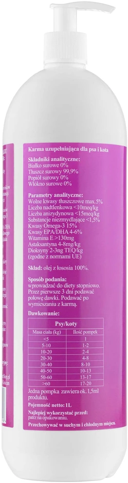 „Lovi Food“ grynas lašišų aliejus – praturtintas omega-3, EPA ir DHA, papildas, 1 l buteliukas