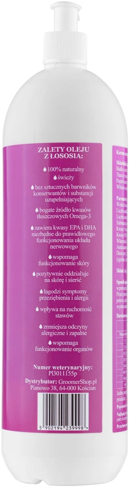 „Lovi Food“ grynas lašišų aliejus – praturtintas omega-3, EPA ir DHA, papildas, 1 l buteliukas