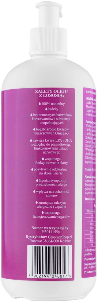 Lovi Food Pure lašišų aliejus – turtingas Omega-3, EPA, DHA papildas, 500 ml butelis