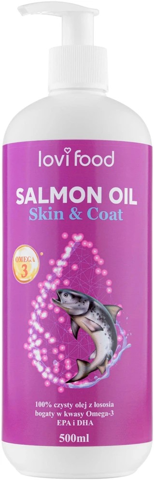 Lovi Food Pure lašišų aliejus – turtingas Omega-3, EPA, DHA papildas, 500 ml butelis